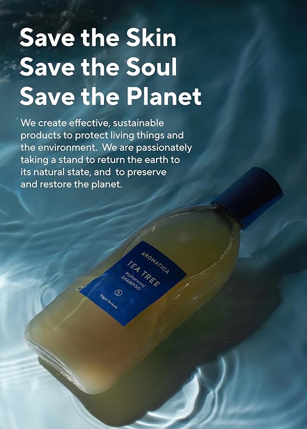 AROMATICA Clarifying Tea Tree Shampoo, Organic Tea Tree Oil, Natural, Dandruff, and Itchy Scalp Care, scalp exfoliator, for Men & Women, include Mint and Peppermint, Sulfate Free, Vegan, 13.5 fl oz