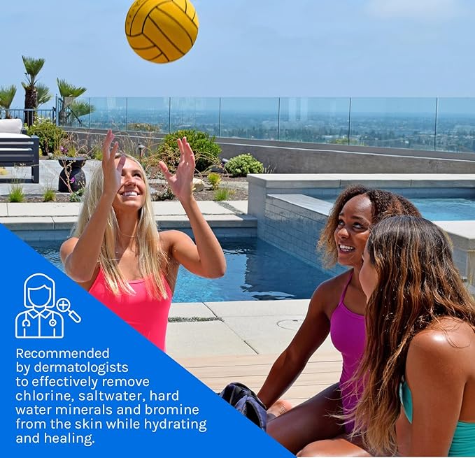 TRISWIM 2-in-1 Chlorine-Out Shampoo & Body Wash 32oz | Removes Chlorine, Saltwater, Hard Water Minerals, Copper, Green Tint | Vegan, Tear-Free, No Parabens | Watermelon Scent