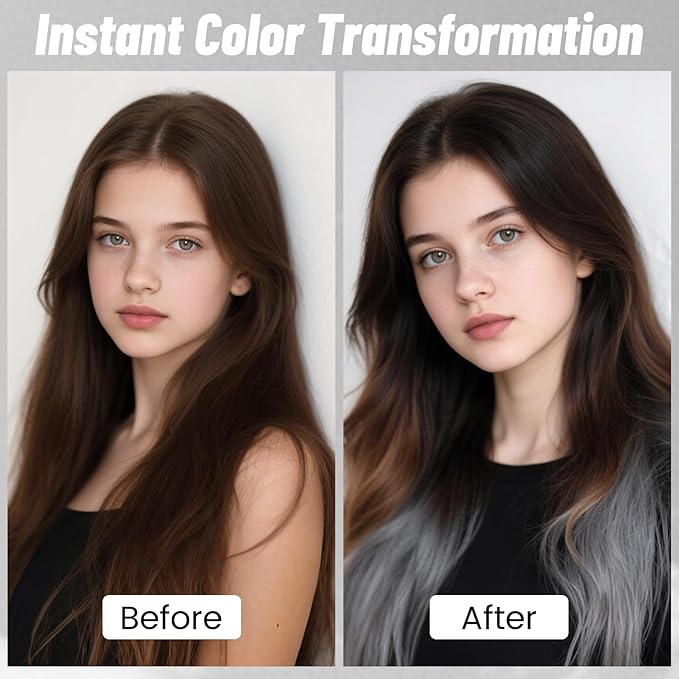 Silver Gray/Grey Hair Spray, Temporary Hair Color Spray for Kids Women Men–Safe Non Sticky Washable One Day Hair Dye Spray, Disposable Accessories Included, for Halloween Cosplay Party Costume Pet Fun