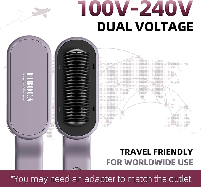 Ionic Hair Straightener Brush, FIBOCA 2 in 1 Straightening Brush, Straightening Comb with Negative Ions for Women, Ceramic Hair Straightener Comb Fast Heating for Home Salon, Professional Styling Tool