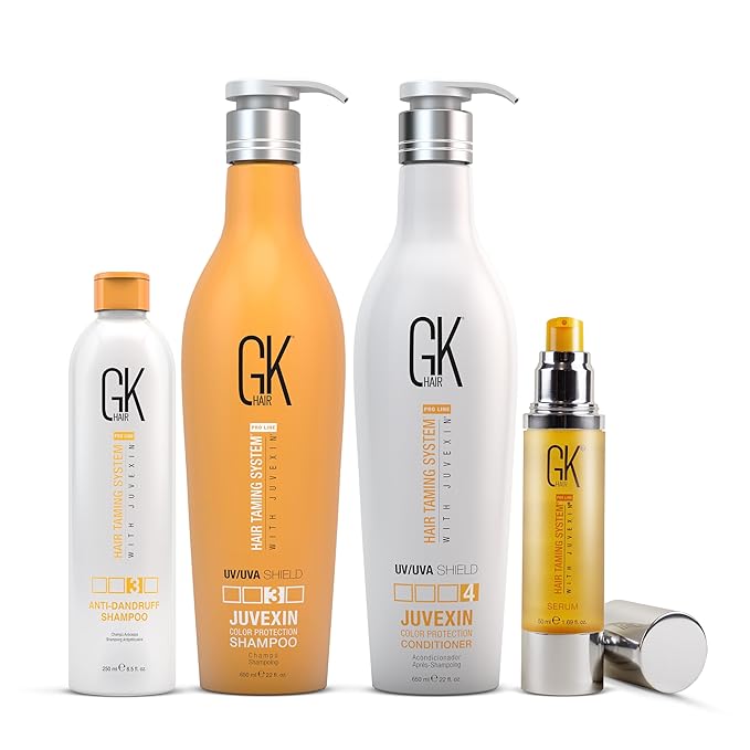 GK Hair Complete Care Set: Color Shield, Anti-Dandruff, and Smoothing Serum for Ultimate Hair Protection and Shine