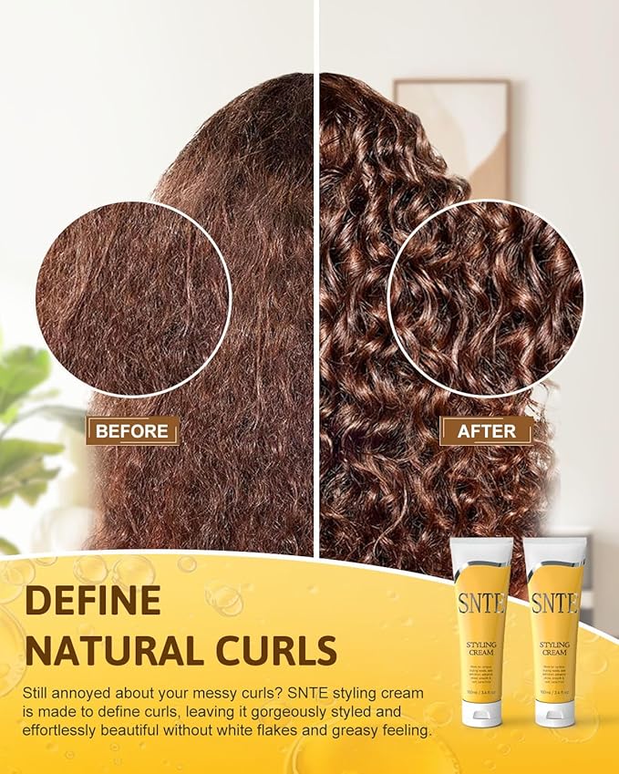 Samnyte Styling Cream, Non-greasy Travel Size Smoothing Cream for Women & Kids, Fragrance-Free Flyaway Control for Frizz & Baby Hair, Styling Products for Slick Back, Bun, Ponytail, Braiding