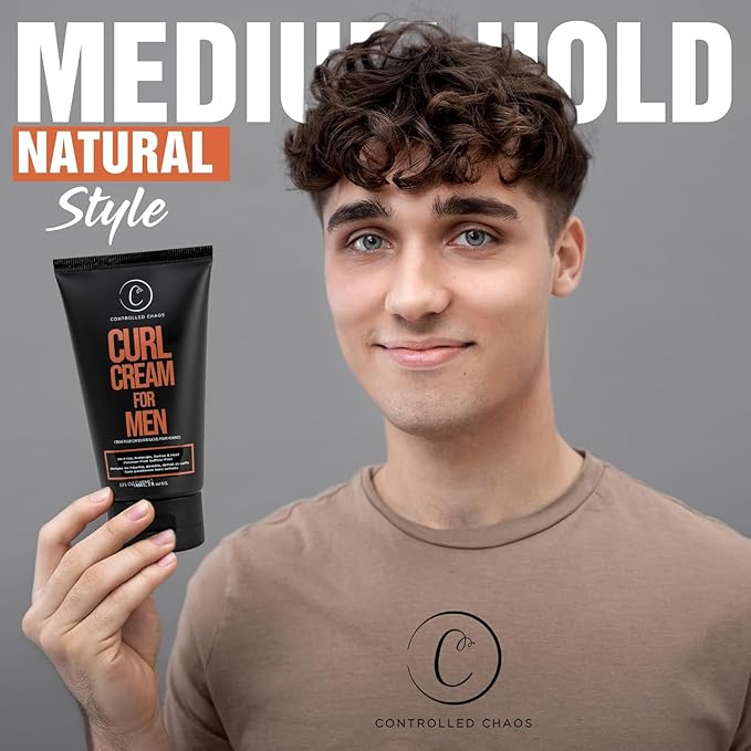 Controlled Chaos Curl Cream for Men - Hair Styling Cream For Wavy and Curly Hair With Shea Butter, Jojoba Oil, Coconut Oil, add Smoothness, Anti-frizz, Sulfate-Free Curl Cream (5oz)