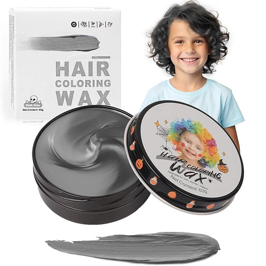Temporary Dark Gray Hair Color Wax for Kids, Women Men Colored Hair Styling Mud, Washable Style Dye for Girls Boys Teens, DIY Instant Hair Coloring Gel Cream for Cosplay Halloween Children's Day