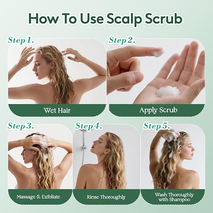 Scalp Scrub, Scalp Exfoliator, Rosemary & Mint Biotin Hair Scrub for Scalp Problems, Dandruff & Dry Scalp Treatment, Clarifying Shampoo with Scalp Scrubber, 9.2oz / 260g