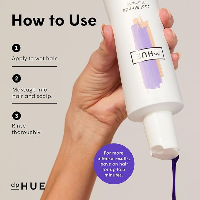 dpHUE Cool Blonde Shampoo - 8.5 oz - Purple Pigments Neutralize Unwanted Yellow, Brassy Hair Tones - Color Safe - Paraben, SLS & SLES Sulfate Free - Leaping Bunny Certified