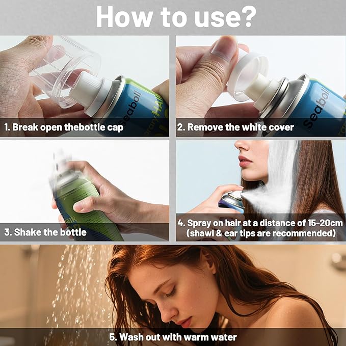 White Hair Spray, Temporary Hair Color Spray for Kids Women Men– Safe Non Sticky Washable One Day Hair Dye Spray, Disposable Accessories Included, for Halloween Cosplay Party DIY Costume Pet Fun