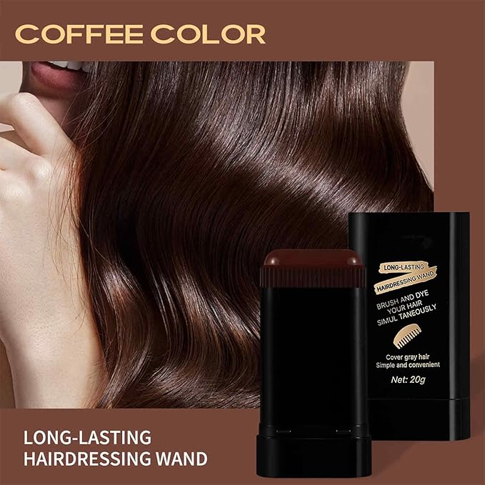 Waterproof Hair Dye Comb For Women: Portable Root Touch Up Hair Color Stick, 2-In-1 Sweat-Proof Instant Coverage Pen For Men & Women (Coffe Color)