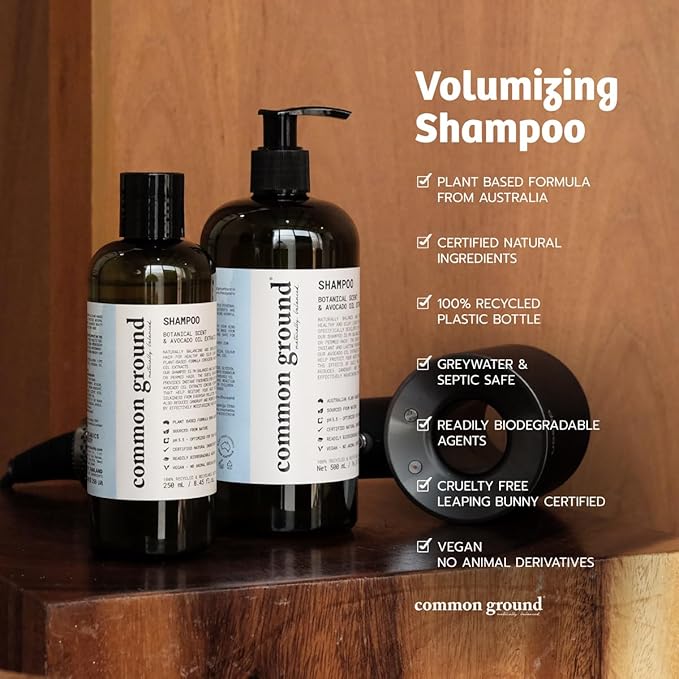 Common Ground Volumizing Natural Shampoo, Paraben and Cruelty Free, Vegan, Plant-Based, Botanical Magnolia Scent, Avocado Oil, pH5.5, Healthy Scalp, Shine, Color Safe for Men, Women