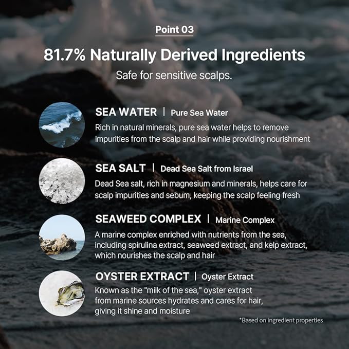 GROWUS Sea Salt Therapy Shampoo, Clarifying Shampoo - Removes Product Buildup, dirt and oil, 16.9 fl.oz, Free from Paraben, Sulfate