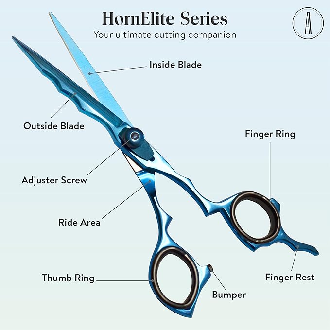 ANDUSTRIAL - Professional Hair Cutting Scissors/Shears For Men/Women/Home/Salon - Premium High Carbon Steel Quality - Smooth And Sharp - 6.5 Inch, Blue