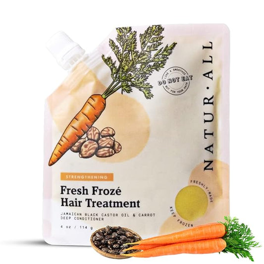 NaturAll 4 Oz. Hair Mask for Damaged Hair and Growth - Ice Cream Treatment Conditioner for All Hair Types (Jamaican Black Castor Oil & Carrot) for Men & Women