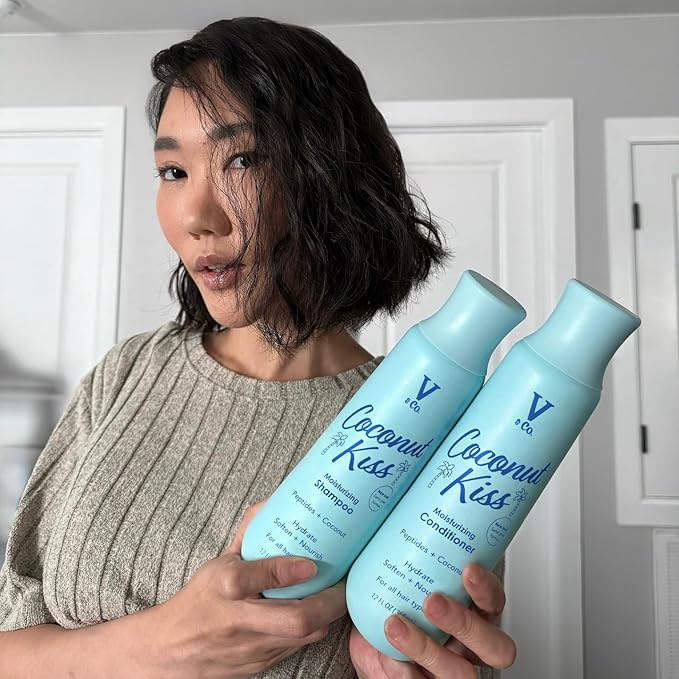 V&Co. Beauty Moisturizing Shampoo and Conditioner Set (12 Oz. Each) - Sulfate Free, Color Safe, and Gentle Formula with Peptide Technology Boosting Hydration for Dry, and Color Treated Hair