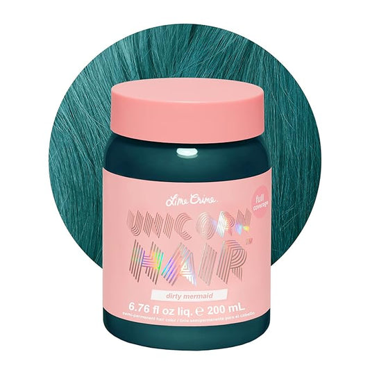 Lime Crime Full Coverage Unicorn Hair Dye, Dirty Mermaid - Damage-Free Semi-Permanent Hair Color Conditions & Moisturizes - Temporary Hair Tint Kit Has A Sugary Citrus Vanilla Scent - Vegan