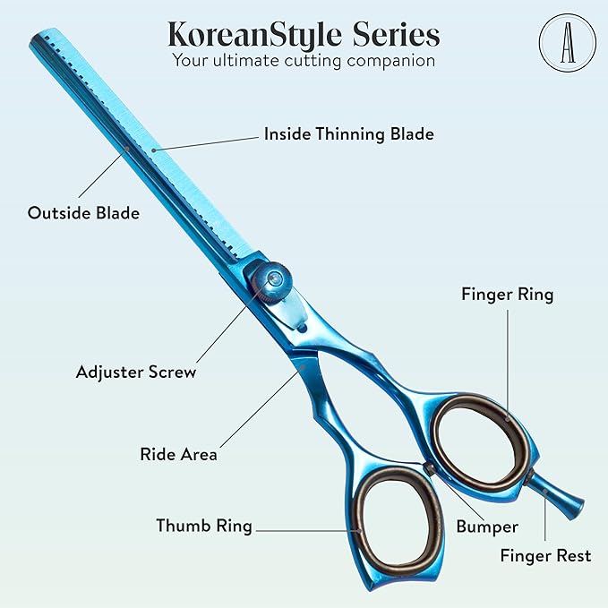 ANDUSTRIAL - Professional Hair Cutting And Thinning Scissors/Shears For Men/Women/Home/Salon - Premium High Carbon Steel Quality - Smooth And Sharp - 6.5 Inch, Blue
