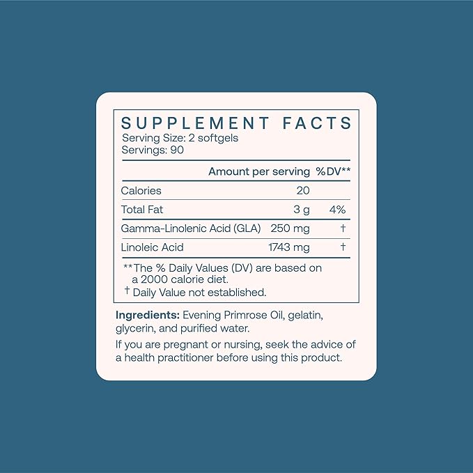 BodyBio Evening Primrose Oil - Natural Gamma Linolenic Acid for Healthy Skin & Hormone Balance - Non-GMO, Cold Pressed, 180 softgels