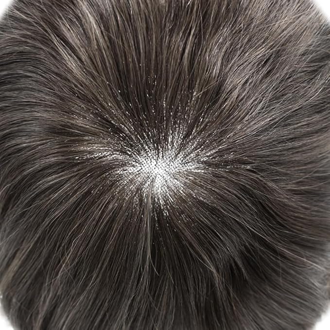 Toupee For Men Real Human Hair System Full Swiss Lace Mens Toupee Lace Hair Piece For Men Hair System Bleached Knots 8x10 120% Medium light density 2# DARKEST BROWN