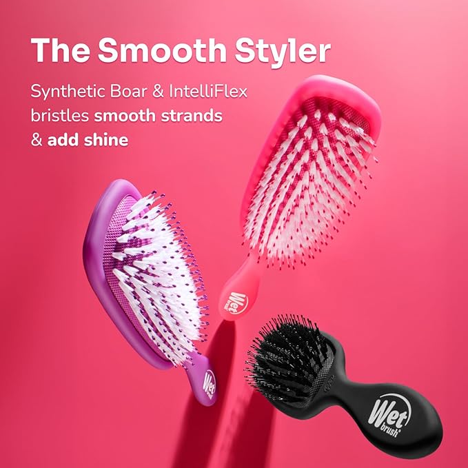 Wet Brush Smooth Styler Hair Brush, Purple Frost, Exclusive Ultra-soft IntelliFlex Bristles, Synthetic Boar Bristles, Shiny And Smooth, For All Hair Types, For Women, Men, Wet And Dry