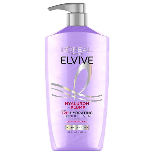L'Oreal Paris Elvive Hyaluron Plump Hydrating Conditioner for Dehydrated, Dry Hair Infused with Hyaluronic Acid Care Complex, Paraben-Free, 26.5 Fl Oz