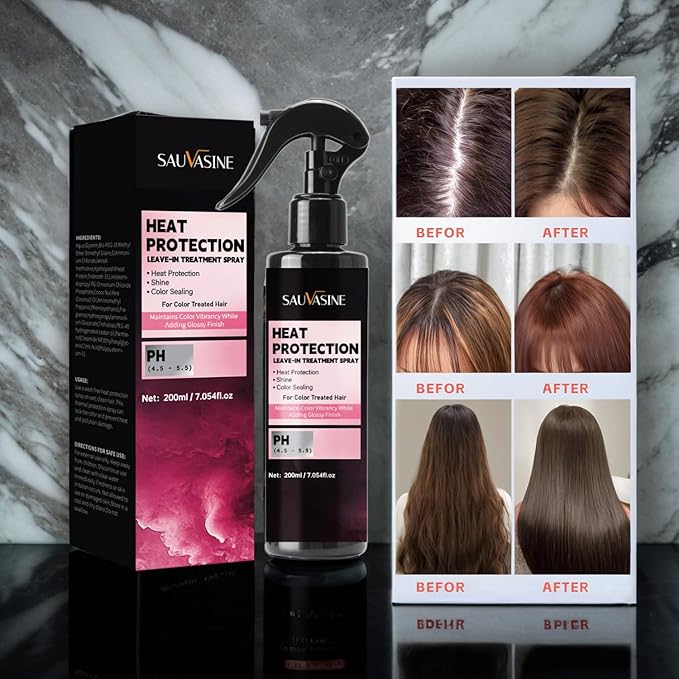 Lanthome Heat Protection Leave-In Treatment Spray Heat Protection 450°F Heat Protect Spray For Damage Repair & Protection from Heat Damage,Color Sealing for Color Treated Hair 200mL/7.054fl.Oz