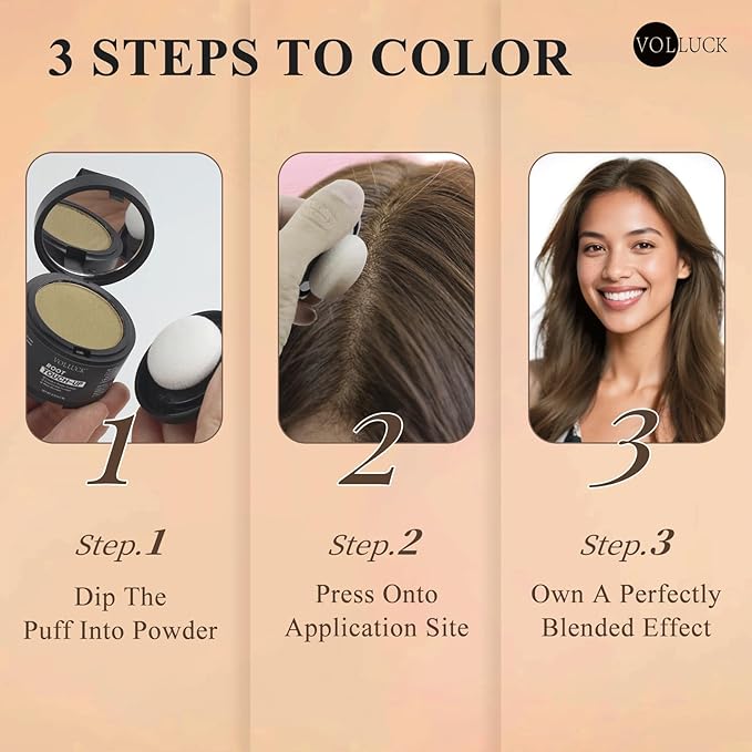 VOLLUCK Hairline Powder Instantly, Root Touch up Powder Hair Color Upgraded, Grey Root Cover up Conceals Hair Loss, Hairline Shadow for Women & Men for Thinning Hair Natural, Sweatproof (Blonde)