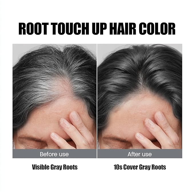 VOLLUCK Hair Thickening Fibers Spray, Temporary Colored Hair Thickener for Root Touch Up Spray, Grey Coverage Root Concealer for Women & Men, | Volumizing & Thickening | Black