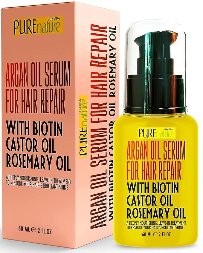 Moroccan Argan Oil Hair Serum - Rescue Frizzy and Damaged Locks - With Heat Protectant and Straightening Properties - Hydrating Anti Frizz Products For Curly and Straight Hair with Split Ends