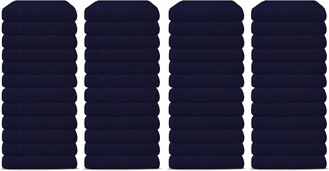 48 Pack Luxury Salon Towels, 100% Ringspun Cotton Comfort, Not Bleach Proof Highly Absorbent Barber Towels (25 x 15) Hair Towel Wrap for Women, Hand, Gym, Beauty, Spa & Home Hair Care – Navy Blue