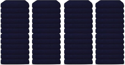 48 Pack Luxury Salon Towels, 100% Ringspun Cotton Comfort, Not Bleach Proof Highly Absorbent Barber Towels (25 x 15) Hair Towel Wrap for Women, Hand, Gym, Beauty, Spa & Home Hair Care – Navy Blue