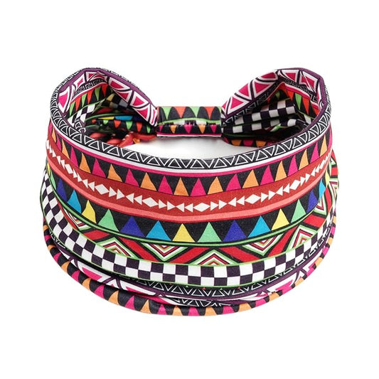 1 Pack Boho Headbands Stretch Paisley Print Bandana Headband Criss Cross Hair Bands Knotted Head Wrap Yoga Daily for Women and Girls (Red Vintage)