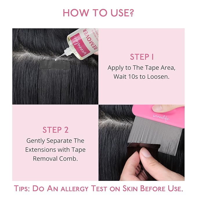 WENNALIFE Tape in Extension Remover, 1 FL.OZ. (30 ML) Fast-Acting Wig Glue Remover, Adhesive Remover Lace Glue Gentle Effective Citrus-Fresh Remove Toupee Tape in Hair Extensions