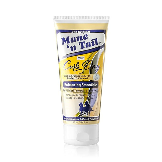 Mane 'n Tail Curls Day Enhancing Smoothie, 7 fl oz (Styling Agent) - Curl Cream for All Curl Textures, Pareben and Sulfate Free, Made with Biotin, Argan and Castor Oil, Rooibos and Vitamin E
