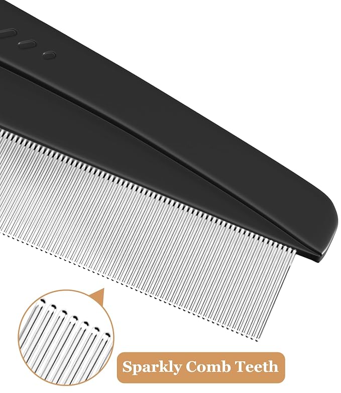 Dandruff Comb Fine Tooth Scalp Detox Comb Lice for Women, Men & Kids Stainless Steel Scalp Detoxing, Sweep & Massage Hair Brush Tool for Hair Care (Black 1PC)