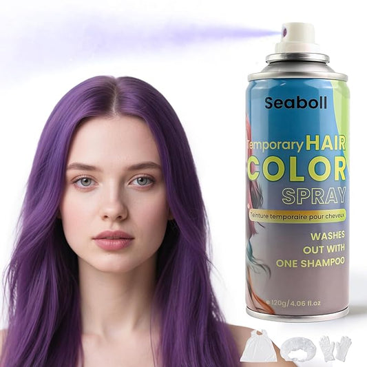 Purple Hair Spray, Temporary Hair Color Spray for Kids Women Men– Safe Non Sticky Washable One Day Hair Dye Spray, Disposable Accessories Included, for Halloween Cosplay Party DIY Costume Pet Fun