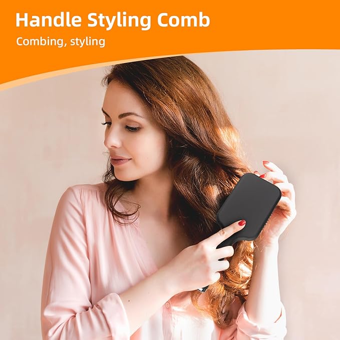 Hair Brush and Comb Set, 4Pcs Paddle Hairbrush Set for Women Men, Mini Travel Boar Bristle Detangling Rattail Fine Tooth Styling Combs for Curly, Thick, Thin, Wig, Long, Short