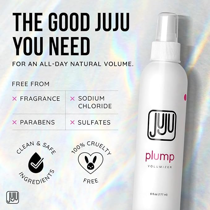 Juju Plump Lightweight Hair Volumizing Spray 6 Fl Oz - Volumizing Hair Spray for Women, Fragrance Free Hairspray Volume for Medium to Fine Hairs, Airy Feel Styling Root Volume Sprays for Women