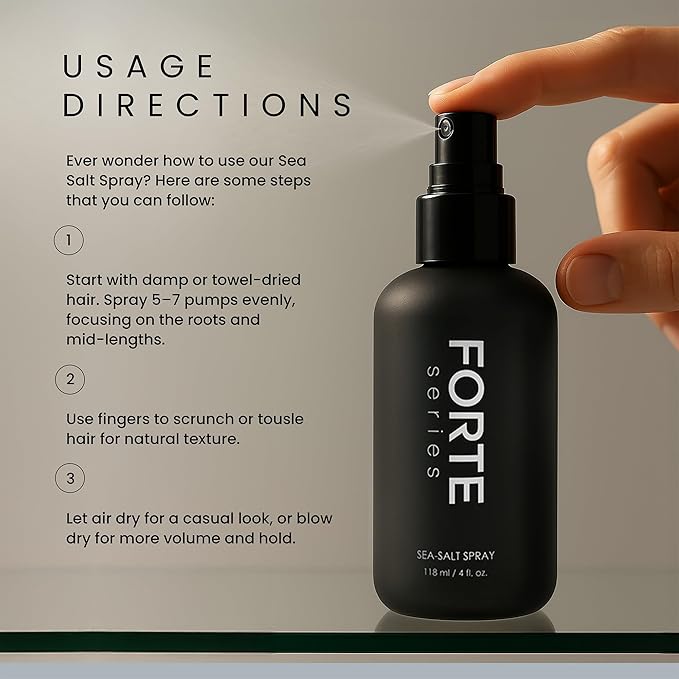 Alex Costa Sea-Salt Spray by Forte Series | Hair Volume for Men | Volumizing & Texturizing for Hair | Beachy Surfer Hair, Volume Hairspray for All Hair Types, (4 oz)