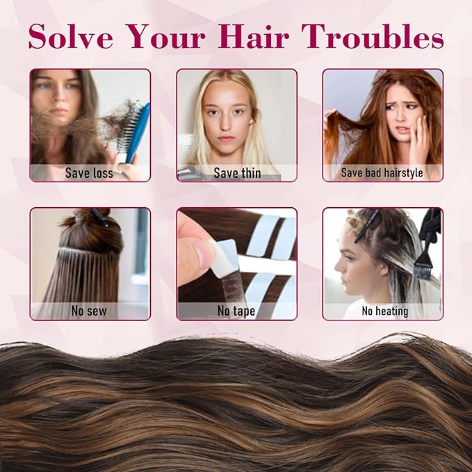 Vigorous Clip in Hair Extensions 4PCS Brown mixed Long Wavy Hair Extension 24Inch Soft Synthetic Hairpieces for Women