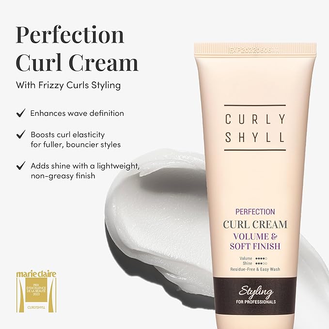 CURLYSHYLL Perfection Curl Cream | Enhancing & Setting Cream for Waves & Curls | Anti-Frizz Moisture Styling Cream | 150ml