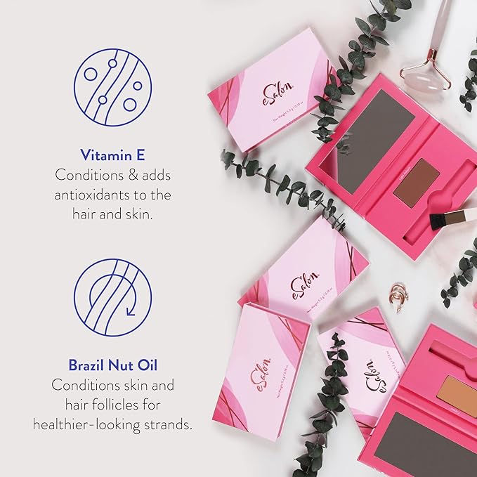 eSalon Root Touch Up + Brow Powder, Conceal & Cover (Dark Auburn) - Hairline Powder for Women - Scalp Concealer & Filler for Thinning & Gray Hair Coverage - Creates Thicker & Fuller-Looking Hair