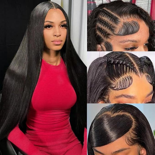 250 Density 13x6 Full Lace Frontal Wigs Human Hair Straight Lace Front Wigs 12A Brazilian Virgin Human Hair Wigs for Women Glueless Wigs Pre Plucked 22 Inch