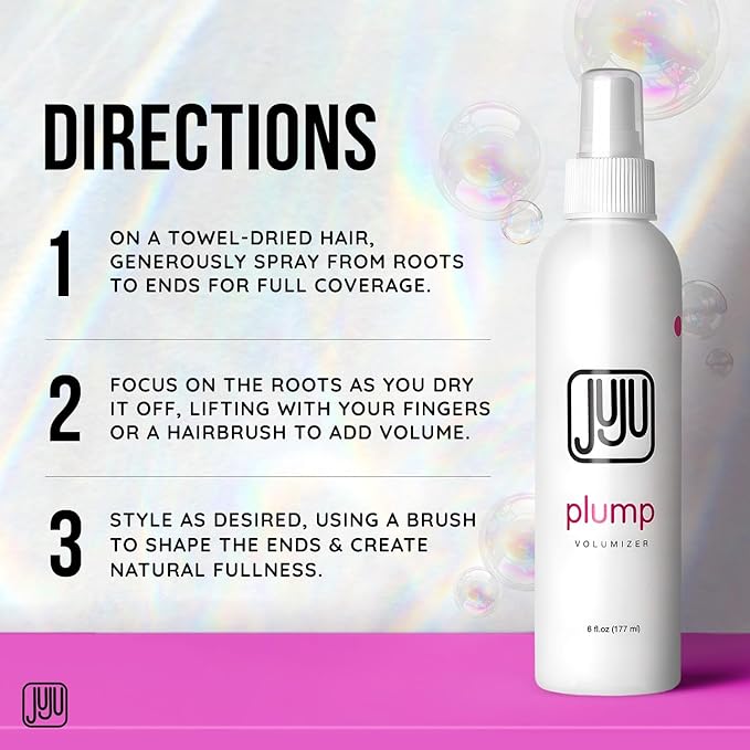 Juju Plump Lightweight Hair Volumizing Spray 6 Fl Oz - Volumizing Hair Spray for Women, Fragrance Free Hairspray Volume for Medium to Fine Hairs, Airy Feel Styling Root Volume Sprays for Women