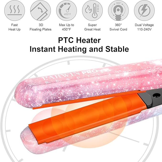 PARWIN PRO BEAUTY Hair Styling Set - 1875w Professional Hair Dryer - 1 Inch Titanium Curling Iron- 1 Inch Anti-Static Hair Straightener- Negative Ionic Technology - Pack of 3, for All Hair Types