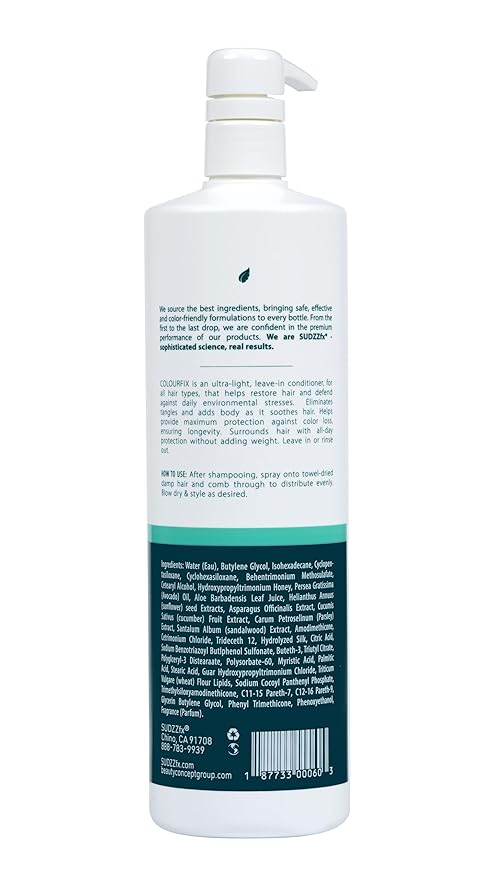 SUDZZFX ColourFix³ Leave-In Conditioner - Nourishing Conditioner for Grow Hair Care, & Color-Treated Hair - Deep Conditioner for Dry Damaged Hair - Repair and Defend Hydrating Conditioner, 33.8 Fl Oz