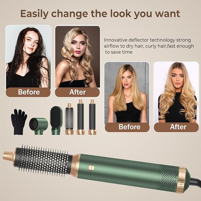 5 in 1 Blow Dryer Brush, Upgrade Hair Dryer Brush Set Negative Ion Air Styler Curling Wrap Air Curler, Hot Air Brush Curling Iron Hair Styling Tools As A Gift for Straight/Curl/Dry/Smooth