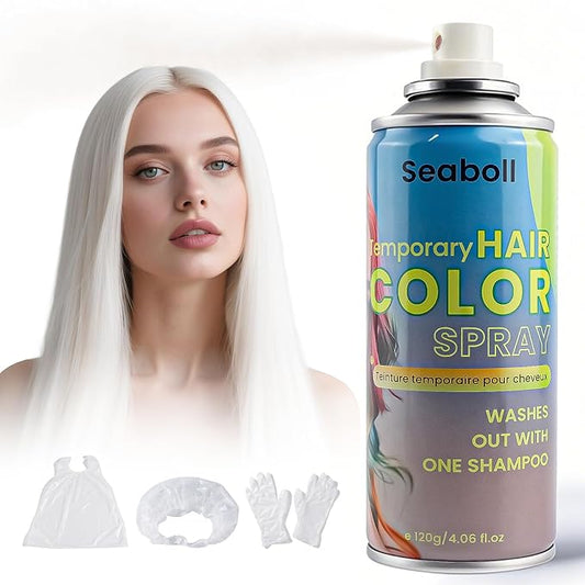 White Hair Spray, Temporary Hair Color Spray for Kids Women Men– Safe Non Sticky Washable One Day Hair Dye Spray, Disposable Accessories Included, for Halloween Cosplay Party DIY Costume Pet Fun