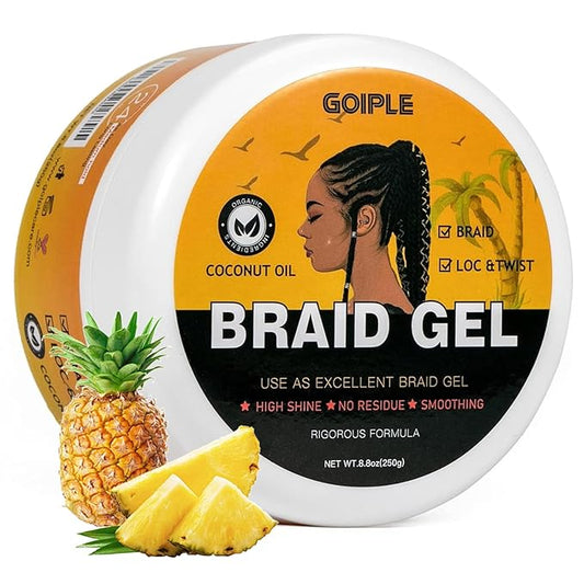 8.8OZ Strong Hold Braiding Gel for Twists, Locs, Cornrows - Tames Frizz, High Shine, No Flake, Easy Edge Control