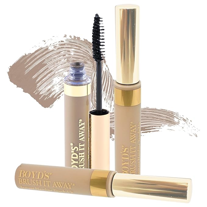 Boyd’s Brush It Away | Grey Hair Root Touch Up for Women & Men | Temporary Hair Color Mascara | Quick-Dry Water-Resistant Concealing Formula | Blonde, 3-Pack