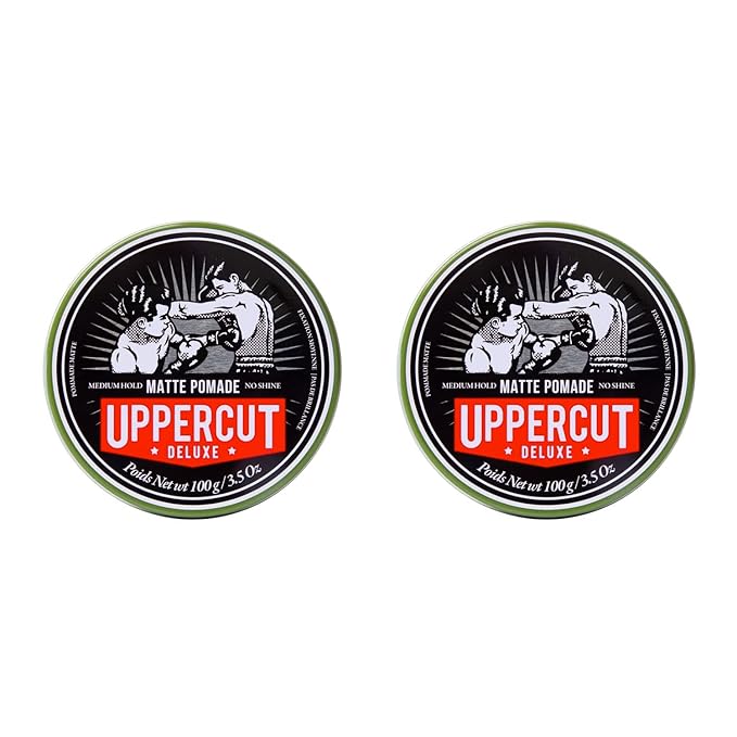 Uppercut Deluxe Matte Pomade for Men – Medium Hold, No Shine, Water-Based Hair Styling Cream, Easy Wash Out, Natural Matte Finish, 3.5 oz / 100 g (2-PACK)