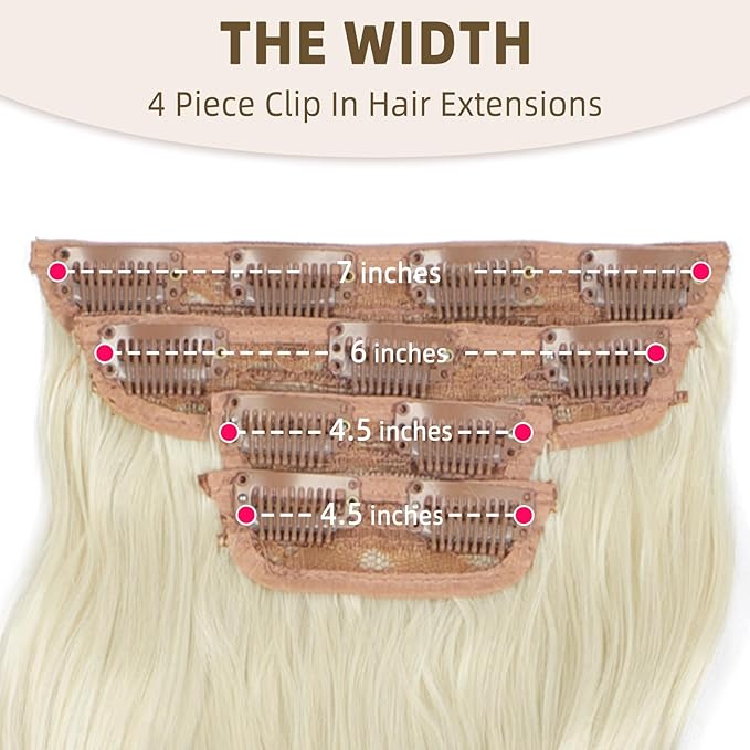 Vigorous Clip in Hair Extensions 20Inch Bright blonde Hair Extension Clip Ins 4Pcs Long Wavy Soft Synthetic Hairpieces for Women Girls Daily Use Event Party Use
